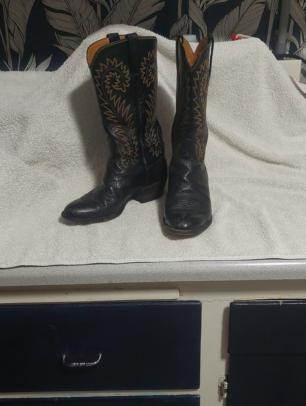 Black Embroidered Western Ankle Boots - Women's Booties